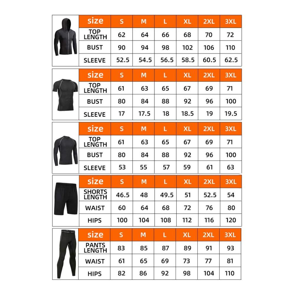 Herren Kompressionsshirt Set - 5-teiliges Sportbekleidungs-Ensemble für Workout Schnelltrocknend Atmungsaktiv - Fitness Trainingsanzug für Running Gym und Fitness