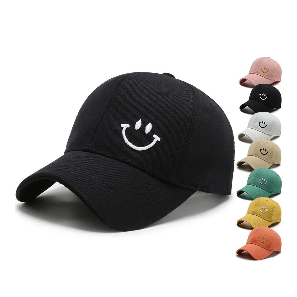 Smiley Baseball Cap Verstellbare Baumwoll-Mütze für Damen und Herren - Sonnenschutz & Stickerei - Unisex Outdoor Sportkappe für Reisen und Freizeit