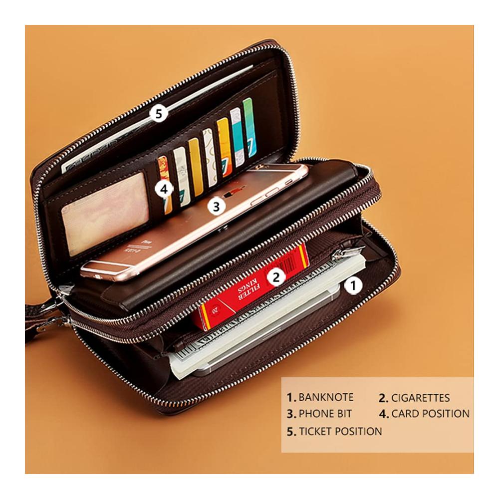Lederhandtasche für Herren Business Geldbörse mit Schulterriemen groß und geschlossen - Perfekte Clutch für Karten und mehr