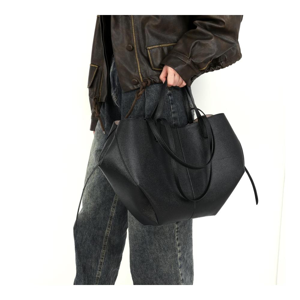 Französischer Stil Damen Henkeltasche aus Leder mit Kleiner Geldbörse - Vintage Tote Tasche Einkaufstasche Handtasche mit großer Kapazität