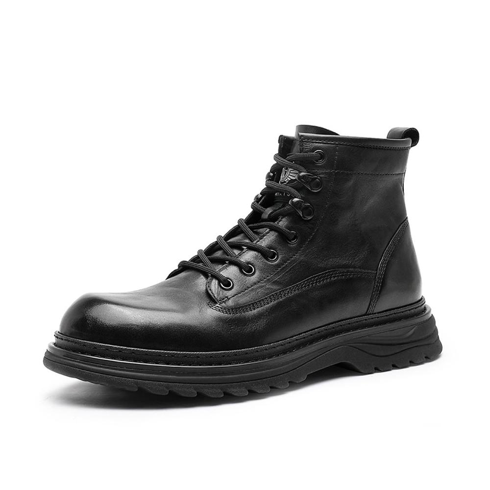 DESAI Herren Stiefeletten - Gefütterte Winterschuhe aus Leder mit Gummisohle Atmungsaktiv und Formell für Business – Schwarz/Braun