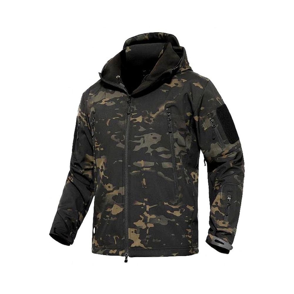 Taktische Softshelljacke für Herren - Wasserdichter Camouflage Hoodie für Wanderungen Winddichter Mantel für Skifahren und Nacht Tarnung - YFNT Outdoor Fleecejacke M
