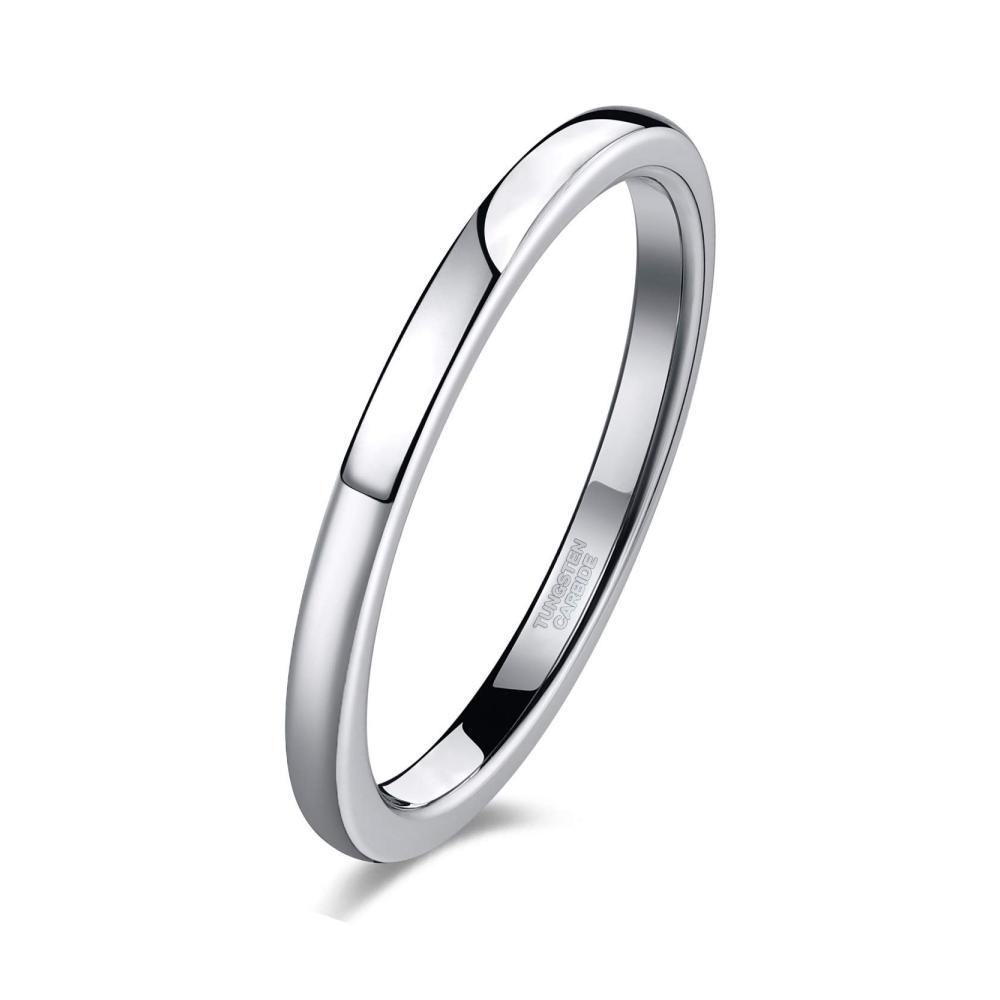 Wolfram Ringe für Damen und Herren - Silber Vorsteckring schmal und schlicht - Polierte Verlobungsringe Eheringe Trauringe in 2mm 4mm 6mm 8mm Breite
