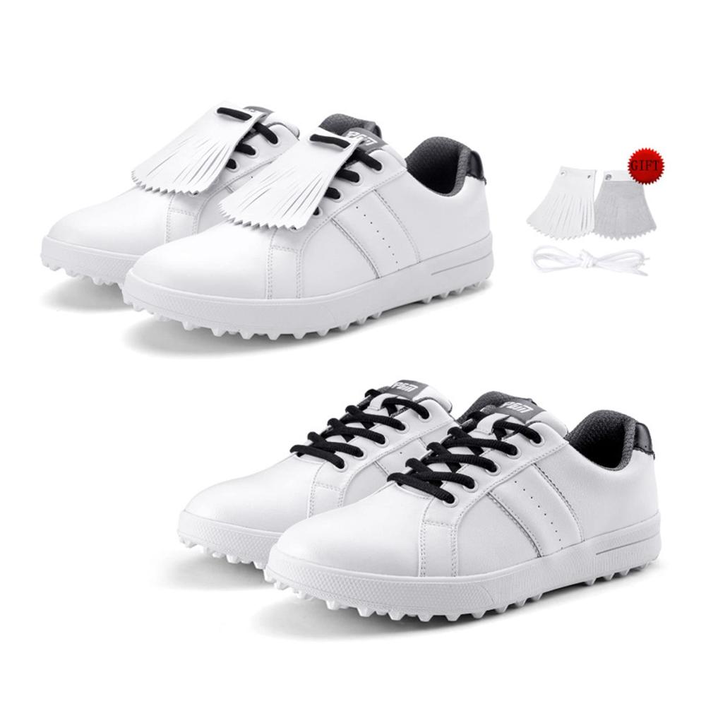 Damen Spikeless Golfschuhe - Wasserdichte Walkingschuhe mit Anti-Skid Sohle Atmungsaktivität und Komfort in Weiß (6UK