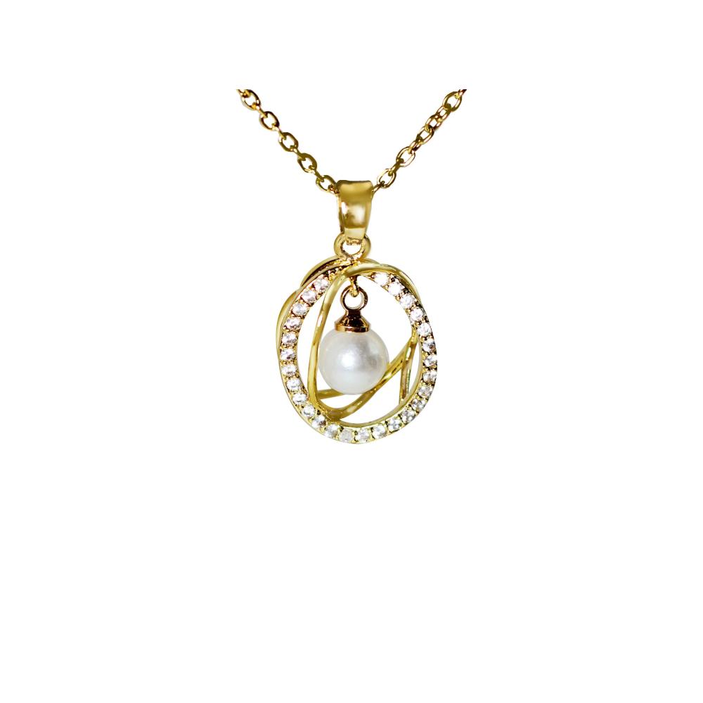 18k Gold Plated Stainless Steel Pearl Necklace – Stylish Pendant for Women Trendy Damen Frauen Gift
