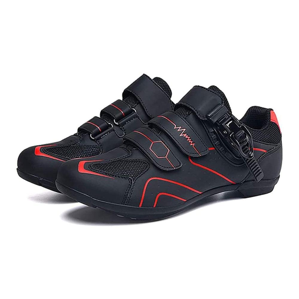 Fahrradschuhe für Herren Rutschfeste Carbonfaser-Straßen- und Mountainbike-Schuhe | Atmungsaktiv Reflektierend Red-39EU Sneaker