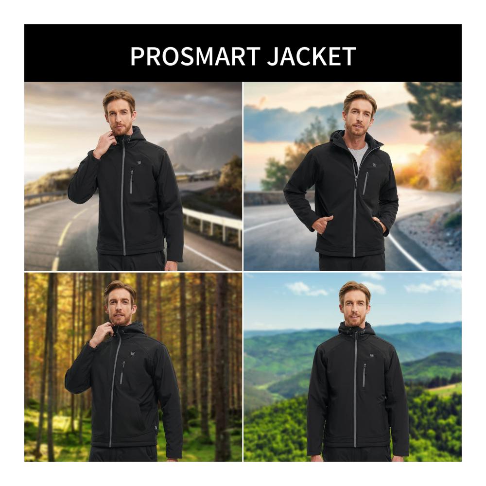 Beheizbare Herrenjacke Wasserdichte Beheizte Jacke mit 12V Akku für Wärme im Winter