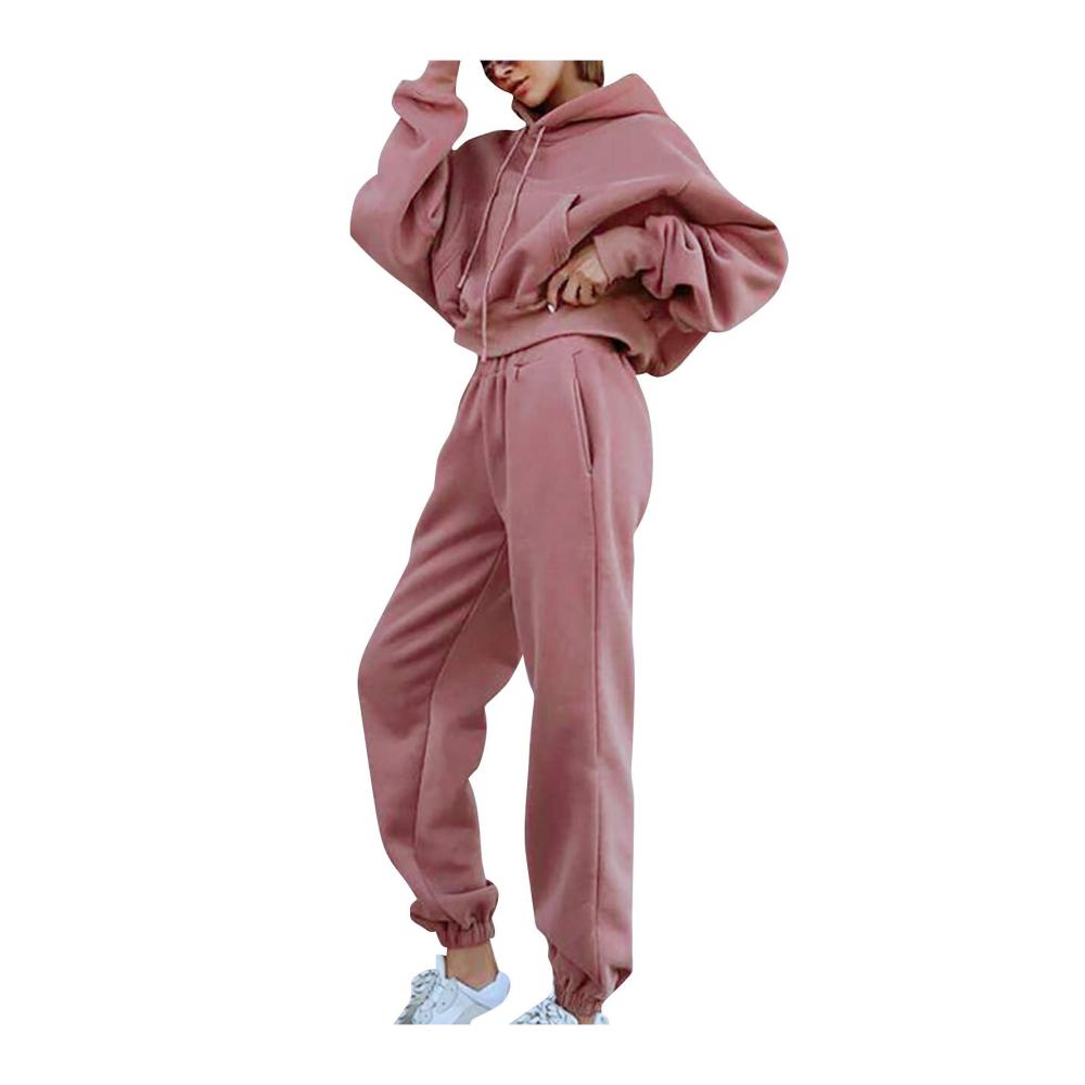 Damen Trainingsanzug Set Jogginganzug mit Langarm Top und Thermo-Hosen Yoga Outfit für Herbst & Winter