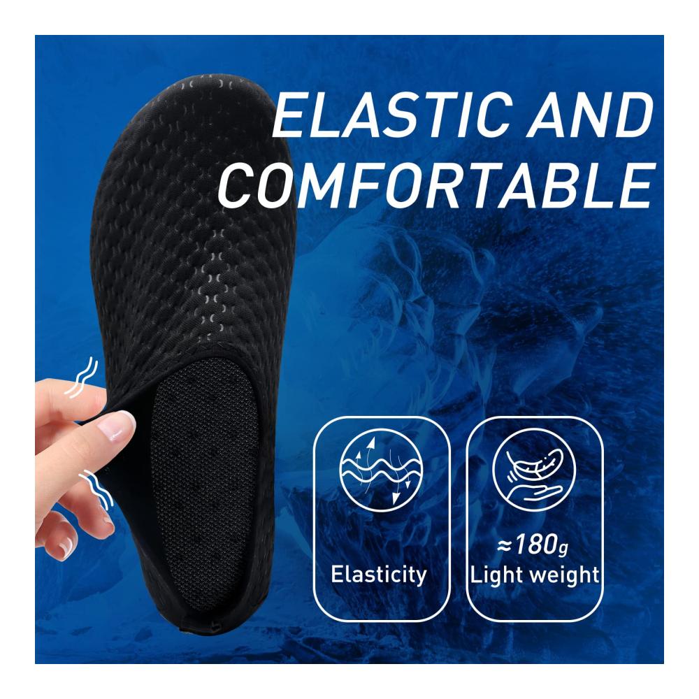 Aqua Schuhe - Wasserschuhe Damen Herren Strandschuhe mit Neopren Barfussschuhe für Surfen und Schwimmen - Schwarz 902 EU