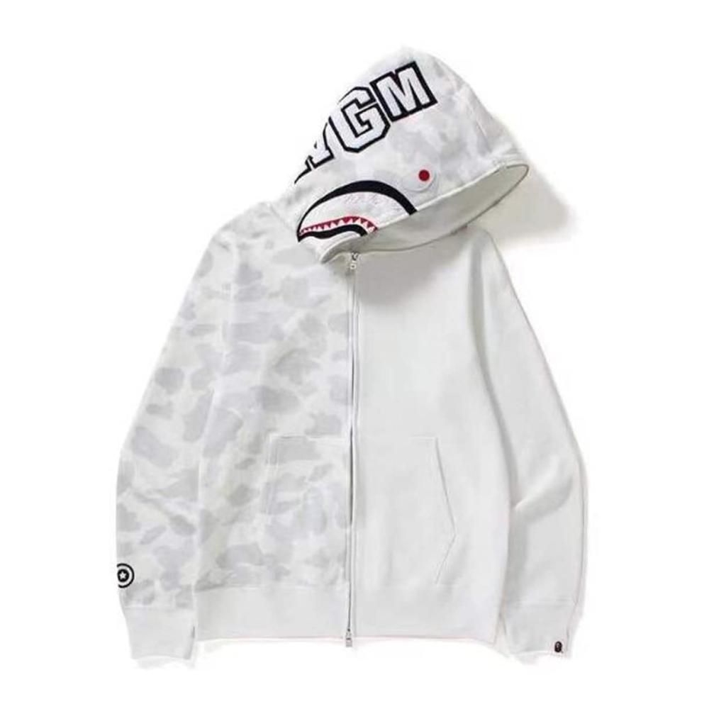 3D Haikopf Camouflage Kapuzenjacke mit Reißverschluss - Takyojin Ba-pe Shark Hoodie für Streetwear