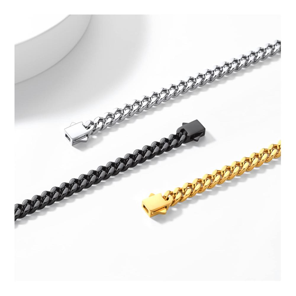 Edelstahl Armband mit Gravur – Personalisiertes Geschenk für Damen und Herren Schicke Panzerkette Miami Armkette