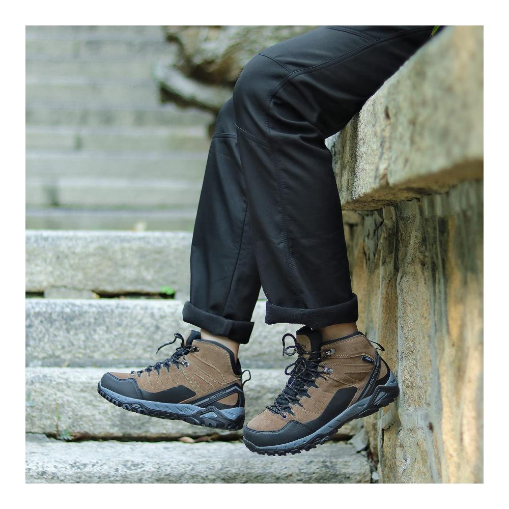 Herren Outdoor Wildleder Trekkingstiefel - Leicht & Warm - Braun (Größe 44 EU