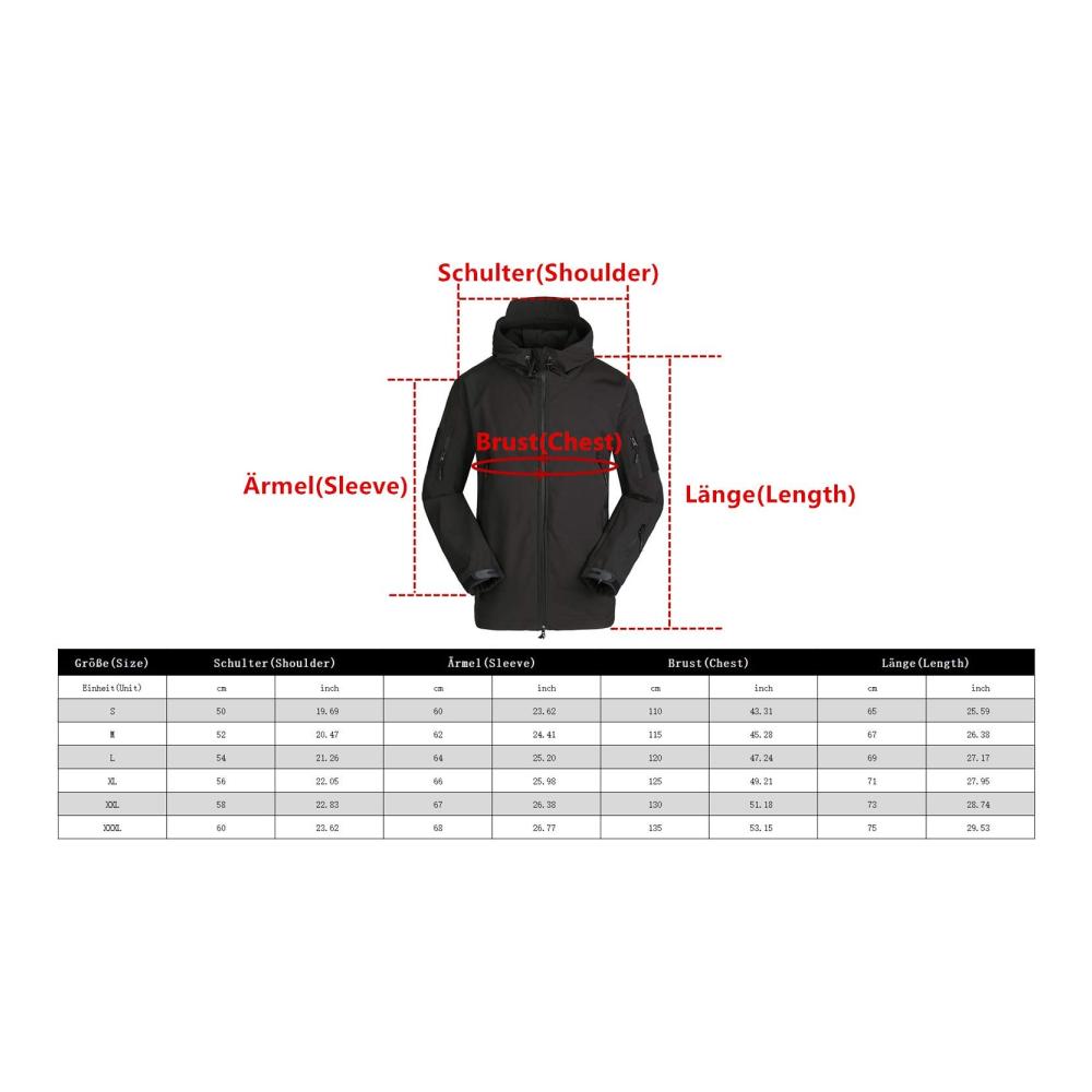 Herren Camouflage Softshelljacke Wasserdichte winddichte Military Funktionsjacke für Jagd Winter & Skifahren