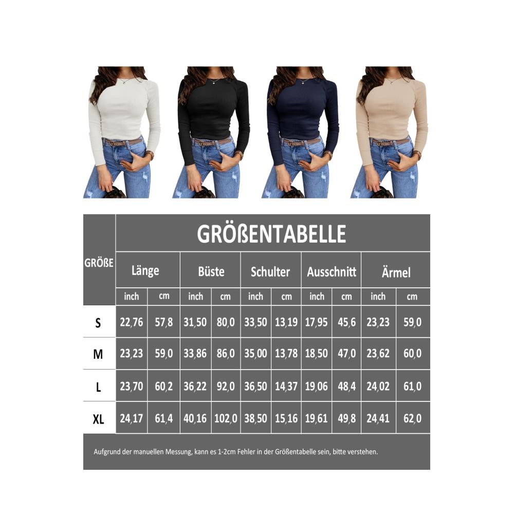 Eng anliegendes Damen Langarmshirt Modisches Rippshirt für einen sexy Look