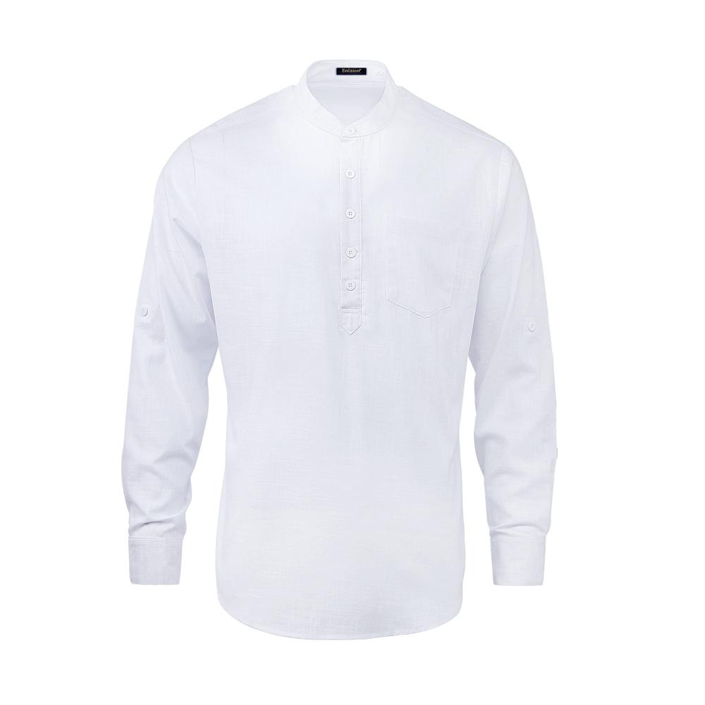Herren Freizeithemd Baumwolle Leinenmix Langarm Regular Fit Sommerhemd