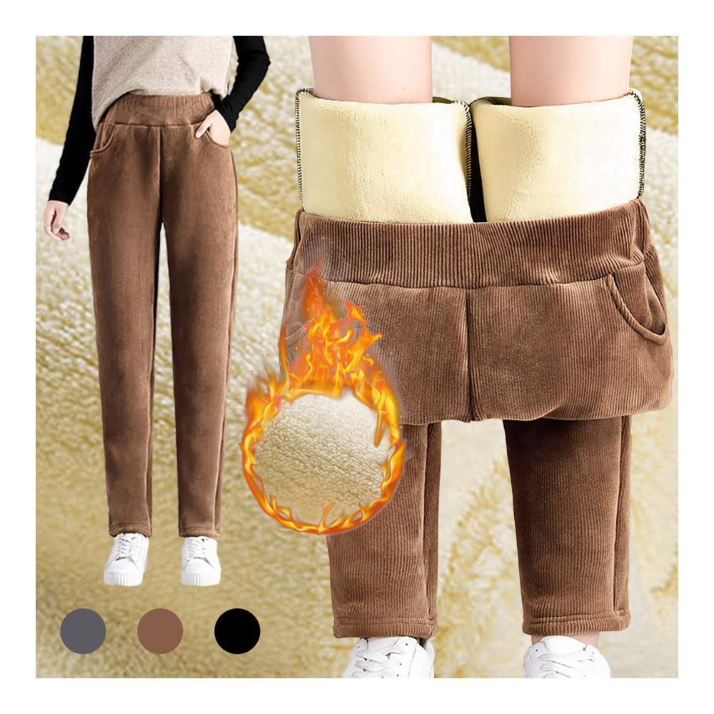 Wintermode Damen Cordhose mit High Waist und Thermofutter - Stilvolle Jogginghose für kalte Tage