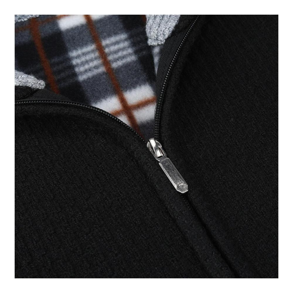 Herren Grobstrick Strickjacke mit Reißverschluss und Stehkragen - Winter Pullover in Strickoptik