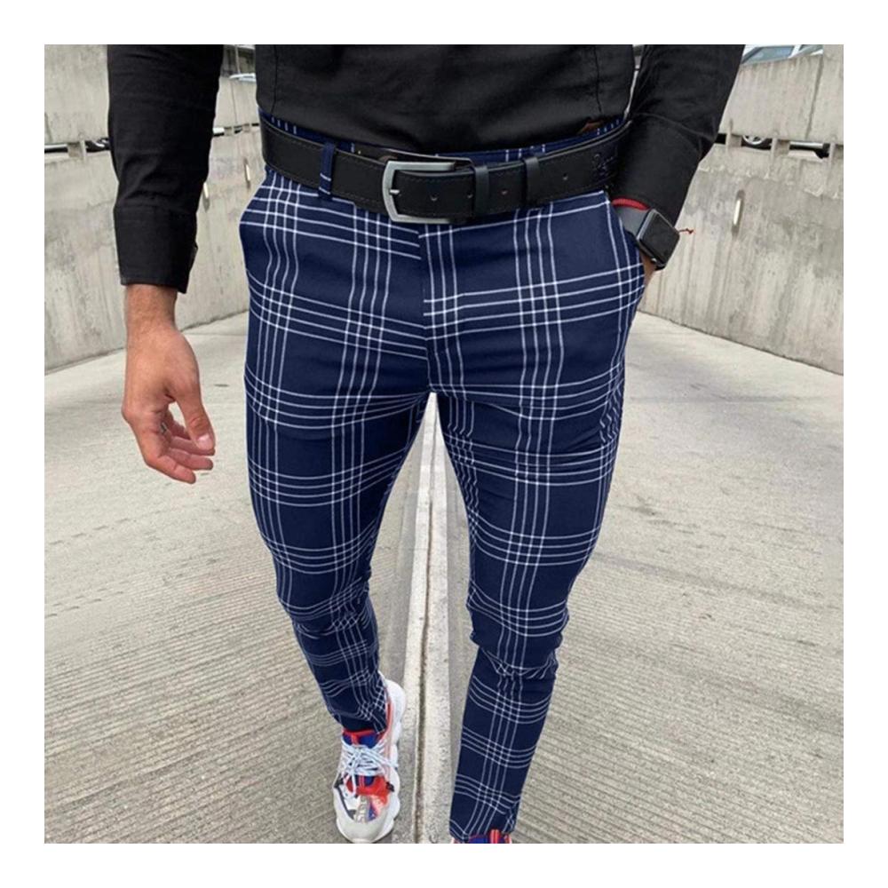 Herren Freizeithose Karierte Business Elegant Mid Taille Hose - Gestreift Stretch Streetwear Bequeme Sporthose - Classic Slim Fit Chinohose