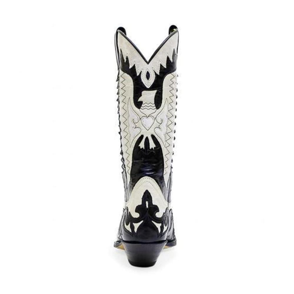 Herren Vintage Cowboy Motorradstiefel aus PU-Leder | Westernstiefel mit mittelhohem Absatz | Schwarz Größe 43