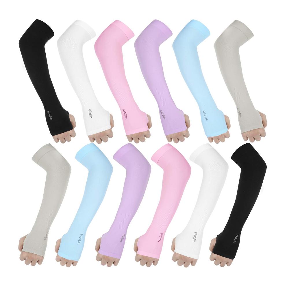 Armwärmer & Muffs 6 Paar - Sonnenschutz Armlinge für Damen und Herren - Sport Ärmel mit Daumenloch und Anti UV Handschuhe - Kühl Armstulpen für Outdoor-Aktivitäten