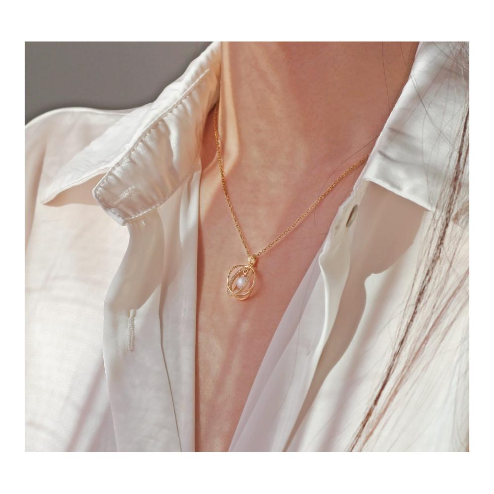 18k Gold Plated Stainless Steel Pearl Necklace – Stylish Pendant for Women Trendy Damen Frauen Gift
