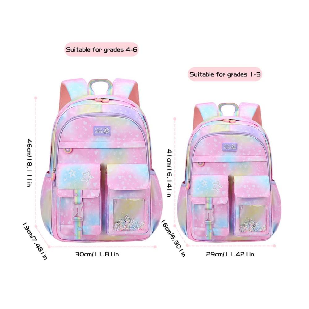 ACMEDE Mädchen Kinderrucksack – Leichter Schulranzen mit Galaxie Aufdruck für 1-6 Klasse – Kinder Schulrucksack ideal für Schule und Freizeit