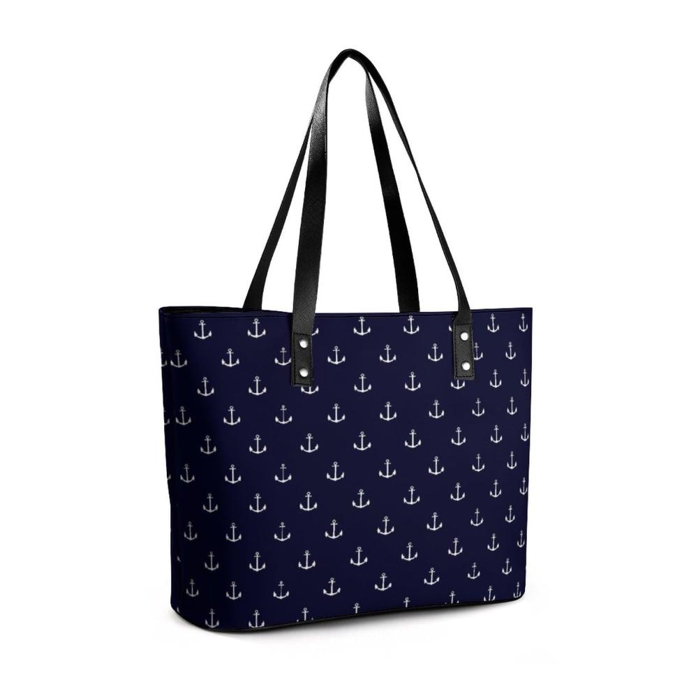 Anker Henkeltasche aus Pebbled PU Leder | Vielseitige Damenhandtasche für Business & Freizeit | Blauer Hintergrund | 29x34x14cm