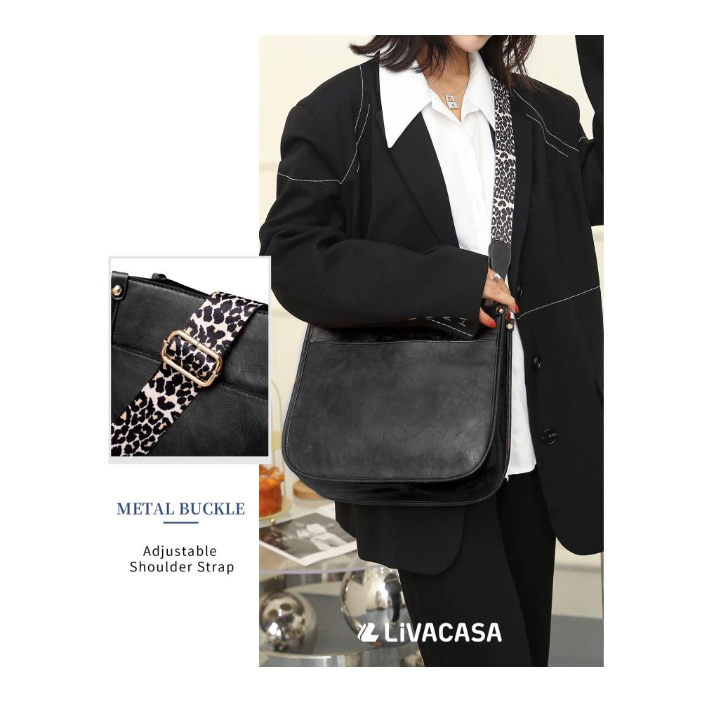 LIVACASA Damen PU Leder Umhängetasche Crossbody Schultertasche - Stilvolle City Abendtasche