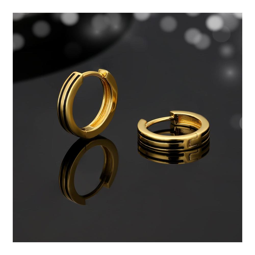 KRKC&CO Silber Hoop Ohrringe – Trendige 15mm Creolen für Herren Schwarz/14K Gold/Weißgold Vergoldet S925 Sterling Silber Nickel-frei