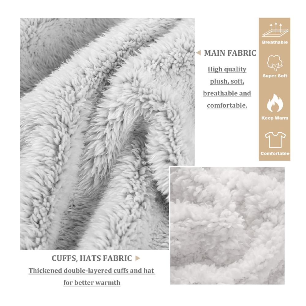 Bademäntel Damen & Herren - Kuscheliger Fleece Morgenmantel mit Kapuze Saunamantel für Reisen - Aufgesetzte Taschen und Gürtel inklusive