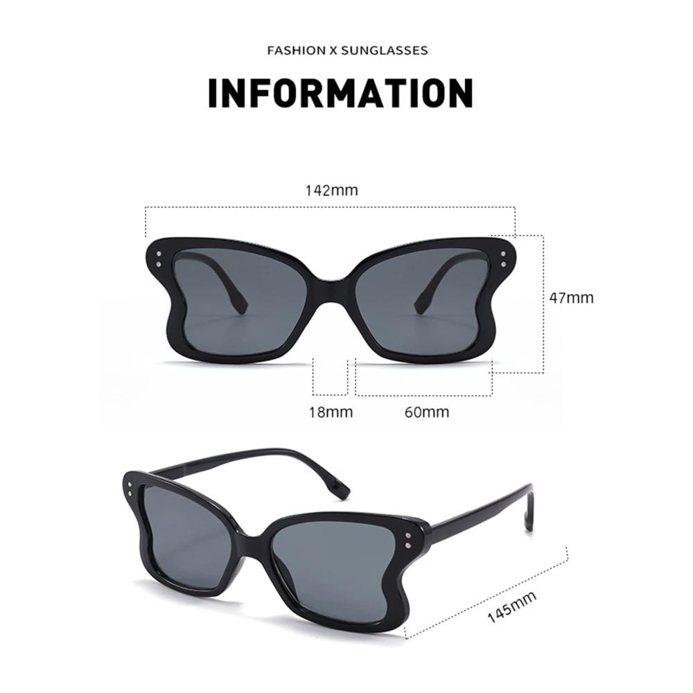 Mode-Sonnenbrille für Damen Personalisierte PC-Sonnenbrille mit Schmetterling Design und UV-Schutz (Farbe VS