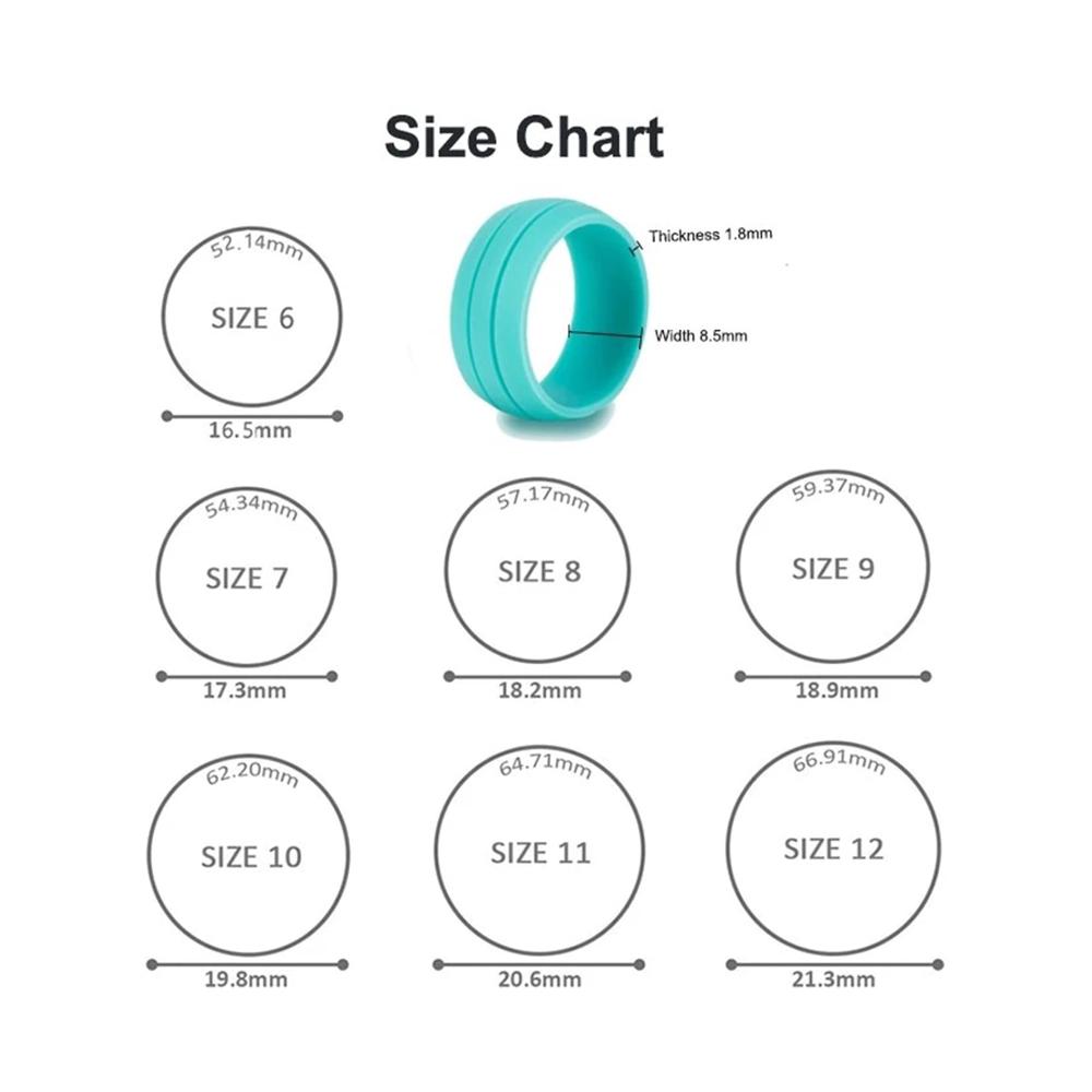 Silikonhochzeit Ringe Set – 7 Stück Doppel Nut Größe 6-12 Stapelbare Gummi Eheringe für Männer und Frauen – Ideales Graduation Geschenk – 25 mm Dicke 8 mm Breite