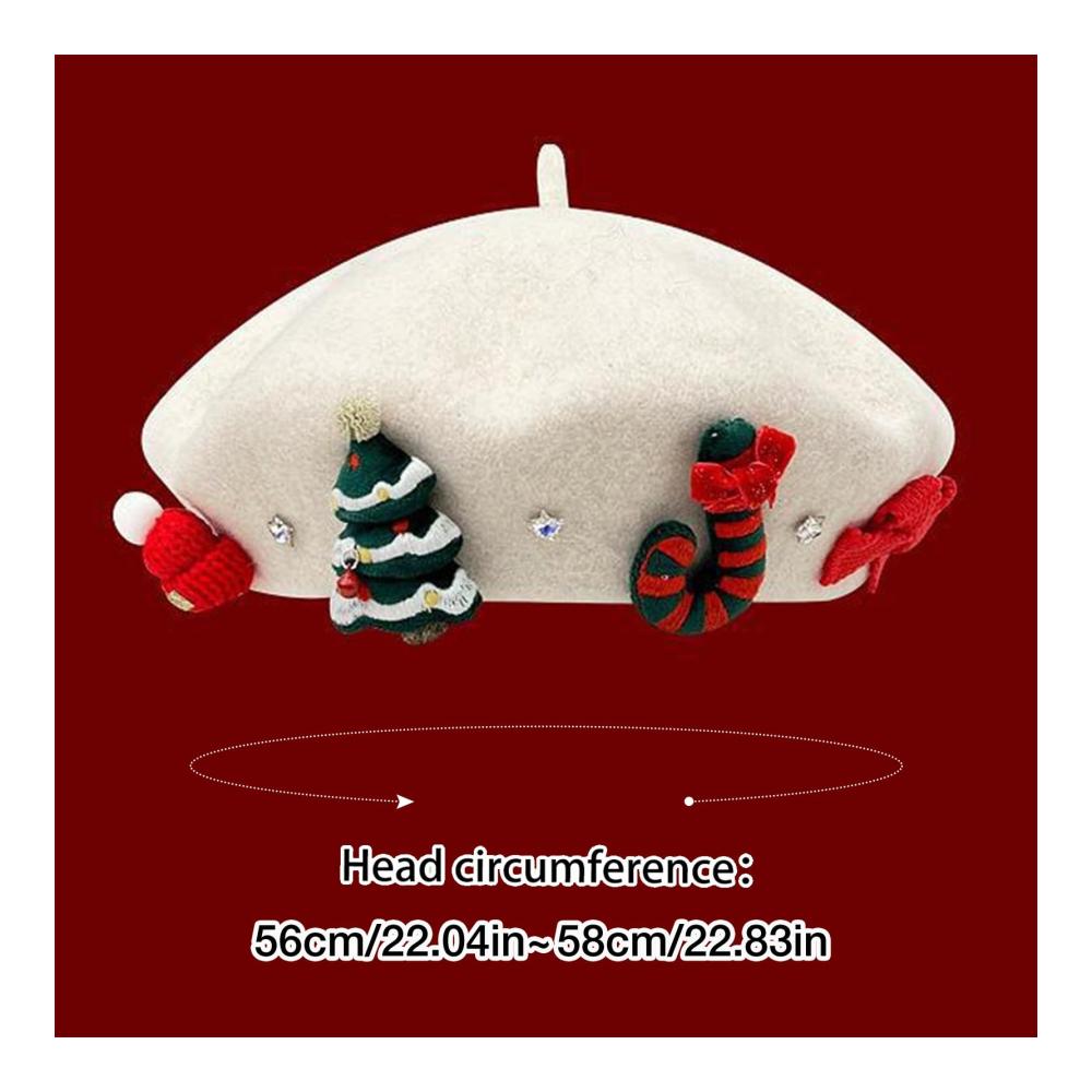 Baskenmützen & Barette Französische Weihnachtsmütze für Damen – Modische Party- und Wintermütze für Weihnachten Neujahr & Urlaub