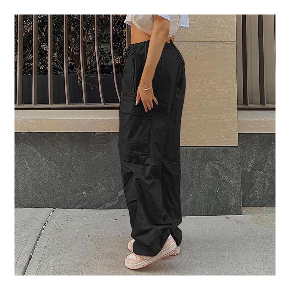 Cargohose Damen Y2K Baggy Hose mit Breitem Bein für Streetwear & Sommer - Vintage Oversized Pants im E-Girl Harajuku Stil Casual Teens Sweathose mit Taschen