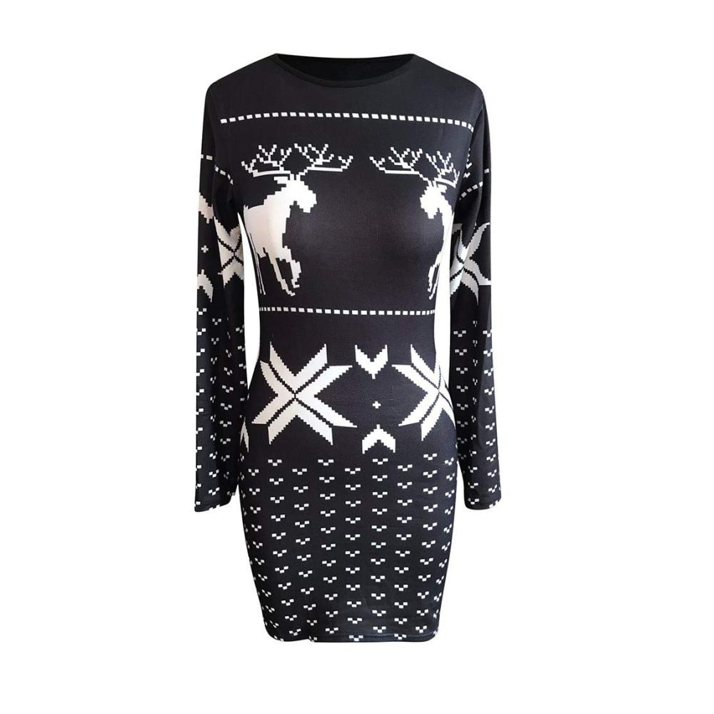 Damen Kapuzenpullover mit Rentiermuster - Langarm Weihnachtskleid für Party Clubbing Karneval Cosplay - Eleganter Winter Christmas Sweater im Vintage-Stil - Ideal als Geschenk