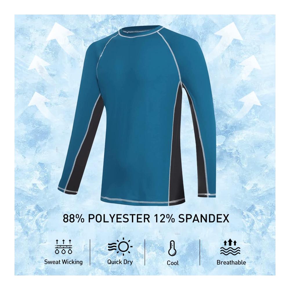 UV Schutz Langarmshirt für Herren - Farbecht und Schnelltrocknend - Ideal zum Surfen Laufen Angeln und Wandern - UPF 51 Sonnenschutz - Blau und Grau