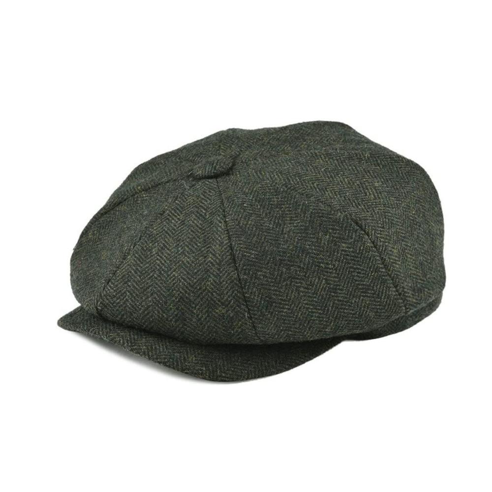 Tweed-Zeitungsjungenmütze mit Fischgrätmuster | Klassische Retro-Schirmmütze für Herren und Damen mit Weichem Futter