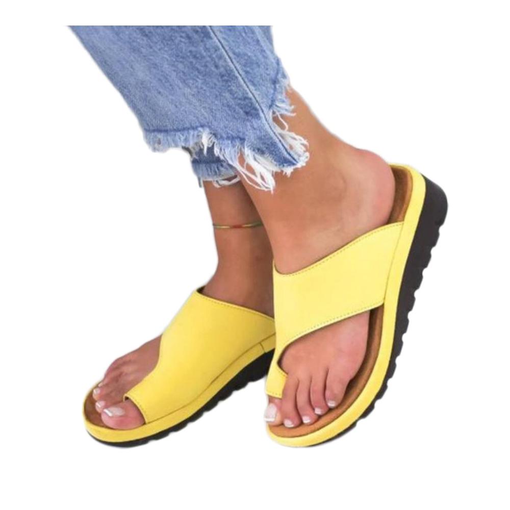 Orthopädische Damen-Sandalen Sommerkomfort für Hallux Valgus - Leichte Strand-Hausschuhe mit Zehenkorrektor - Gelb - Größe 38 EU