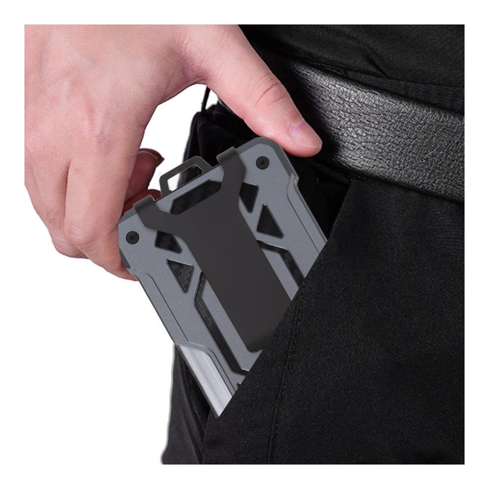 Schmuckkästen Ausweishalter mit Clip - Aluminiumlegierung Arbeitskartenhalter für Büro Medizin Studenten Lehrer (Grau