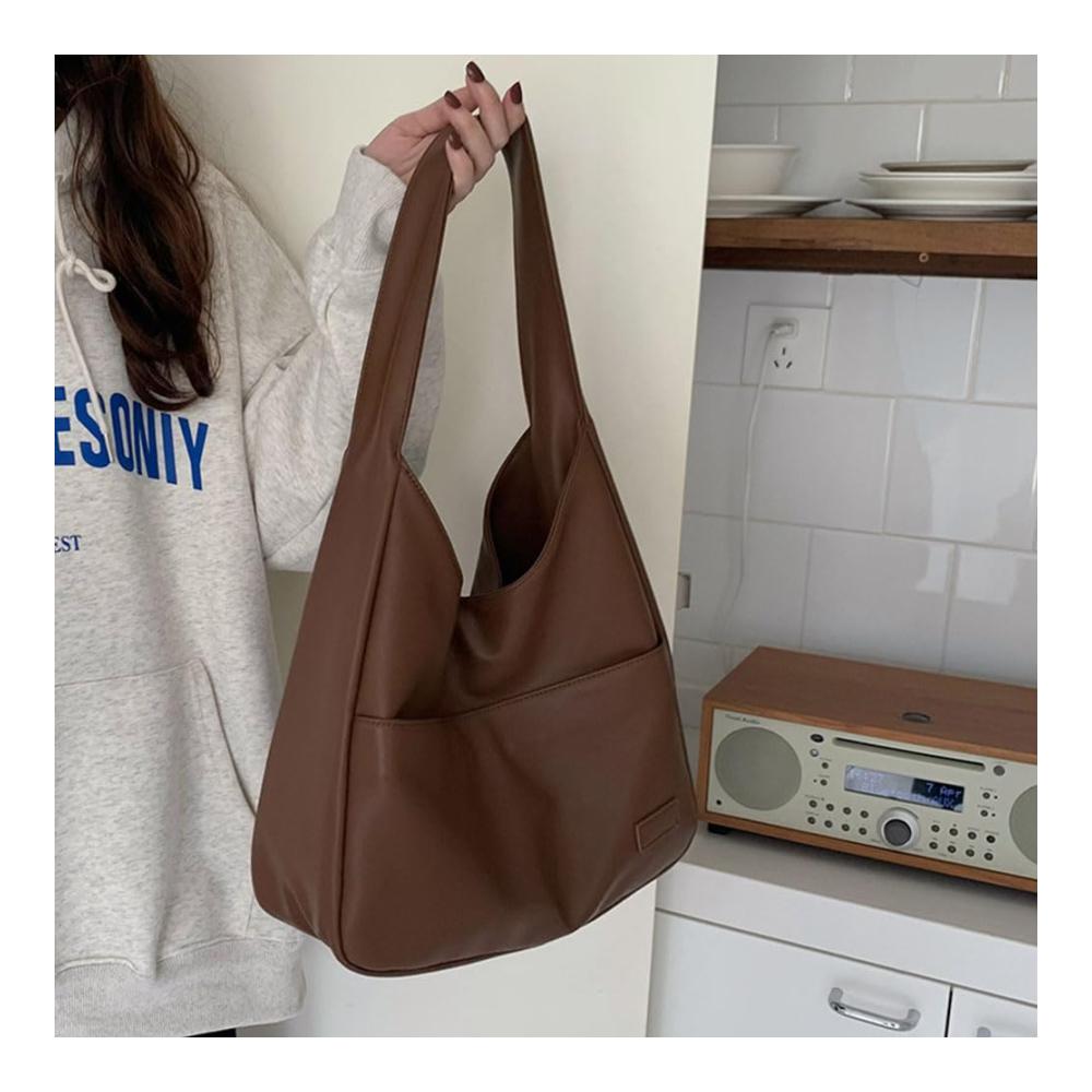 Damen Vintage Hobo Bag - Stilvolle PU Leder Umhängetasche mit Großer Kapazität für Herbst und Winter
