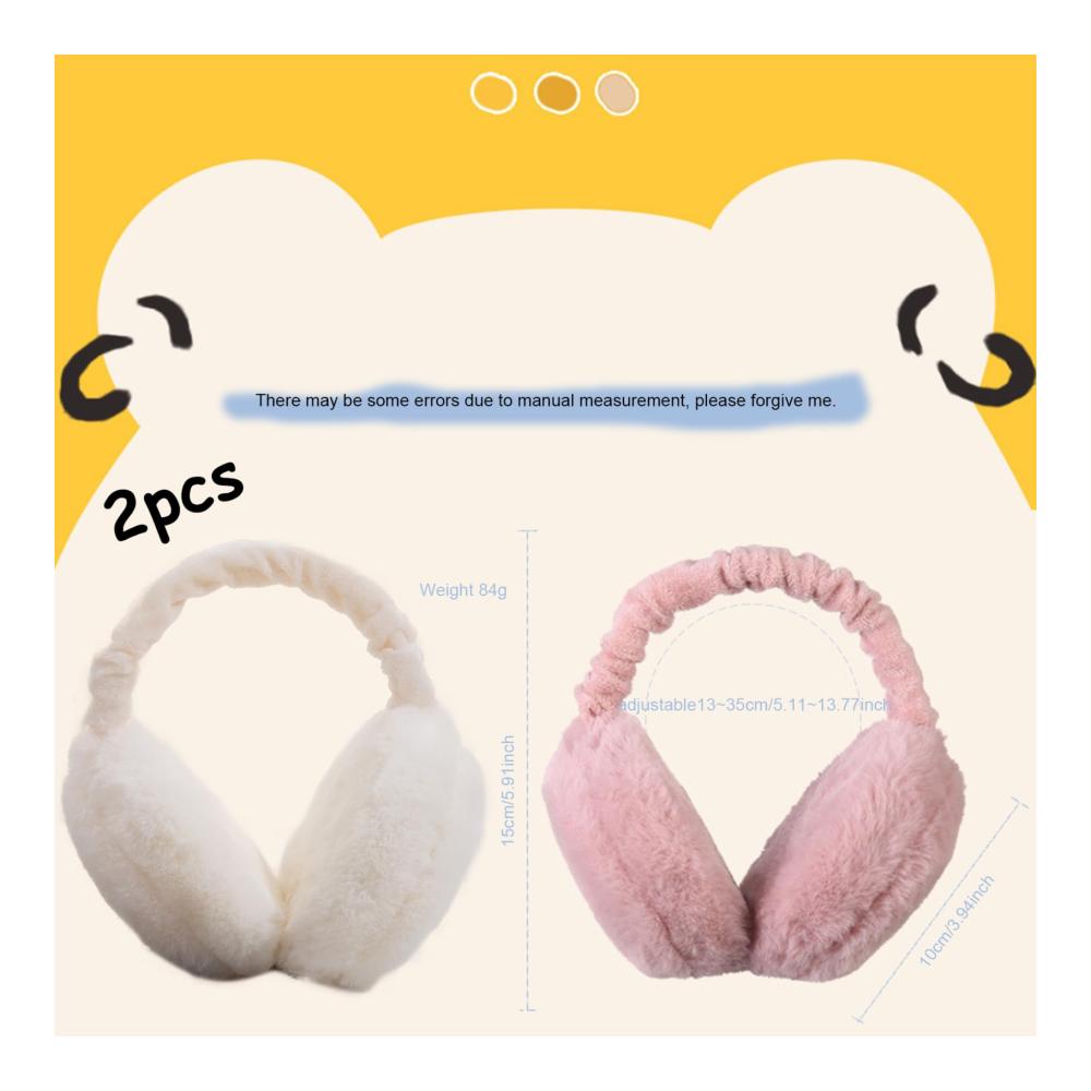 Ohrenschützer für Damen - 2er Set faltbar verstellbar Plüsch Winter-Thermo-Ohrenwärmer - winddicht & niedlich