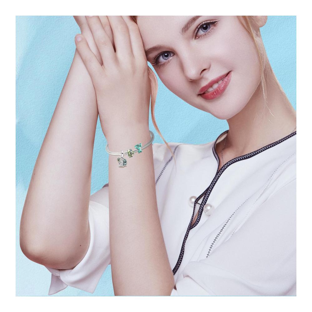 925 Sterling Silber Bead Charms Set mit Cartoon Menschen und Tiermotiven Zirkonia-Anhänger für Armbänder und Halsketten - 3er Pack Schmuckgeschenk für Damen zu Weihnachten Valentinstag und Muttertag