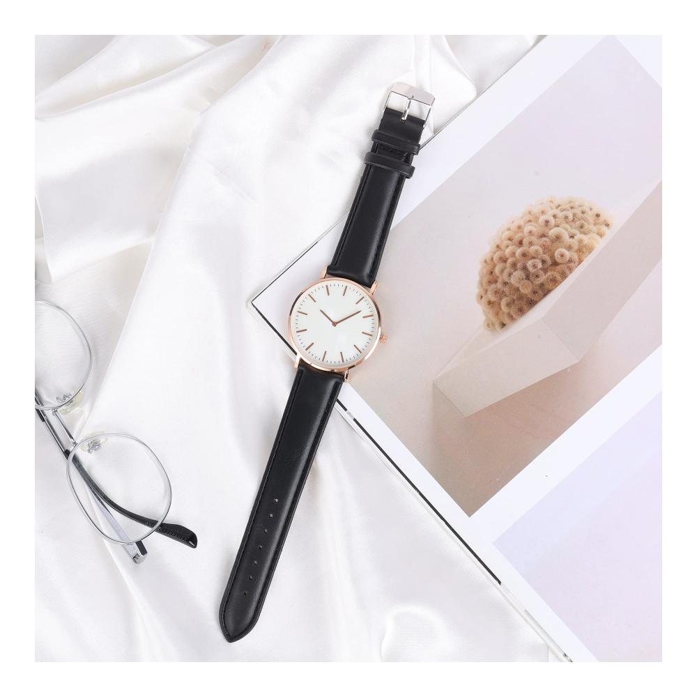 Damen Armbanduhr - Minimalistisches Design ultradünn mit Lederarmband - Modisches Geschenk für Damen
