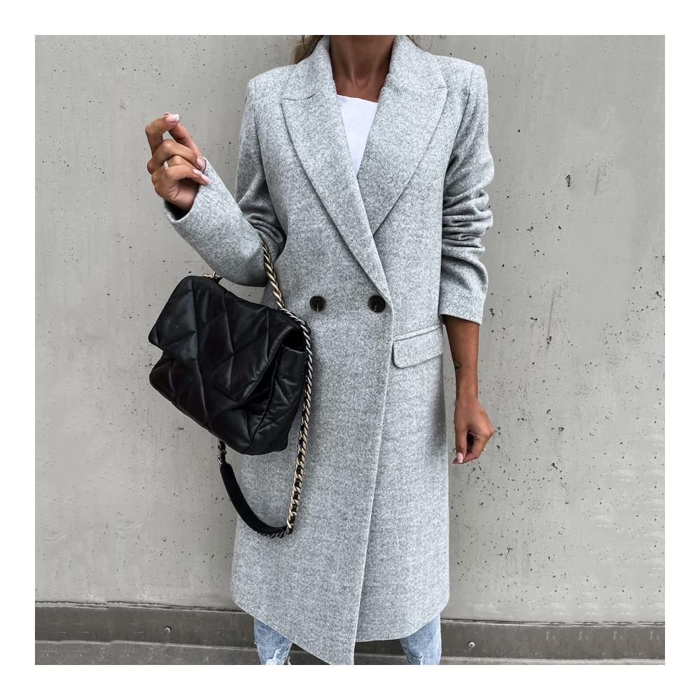 Eleganter Damen Blazer für Herbst und Winter - Langer Anzugkragen Knopfleiste und lange Ärmel - Ideal für das Büro