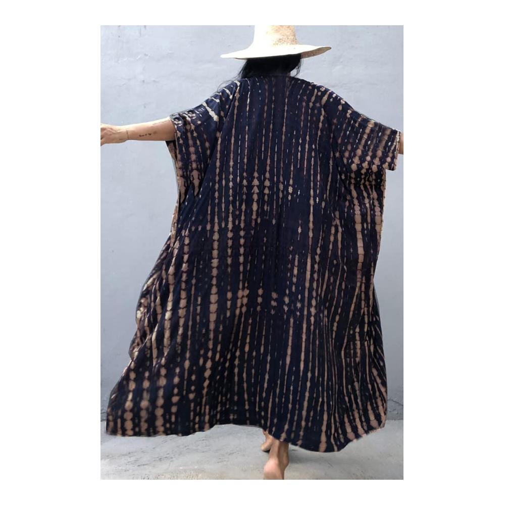 L-Peach Damen Pareos & Strandkleider Boho Kimono Lange Strickjacke - Vielseitige Loungewear Übergröße Kaftan Strandkleid für stilvolle Vertuschung und Entspannung