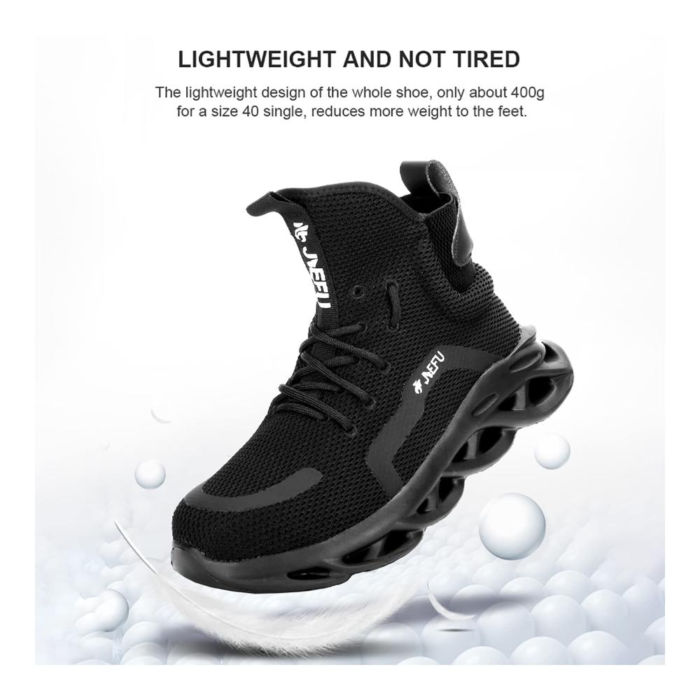 Herren Sicherheits-Sneaker Rutschfeste Composite-Site-Arbeitsschuhe mit Stahlkappe leicht und robust Größe 45 Schwarz