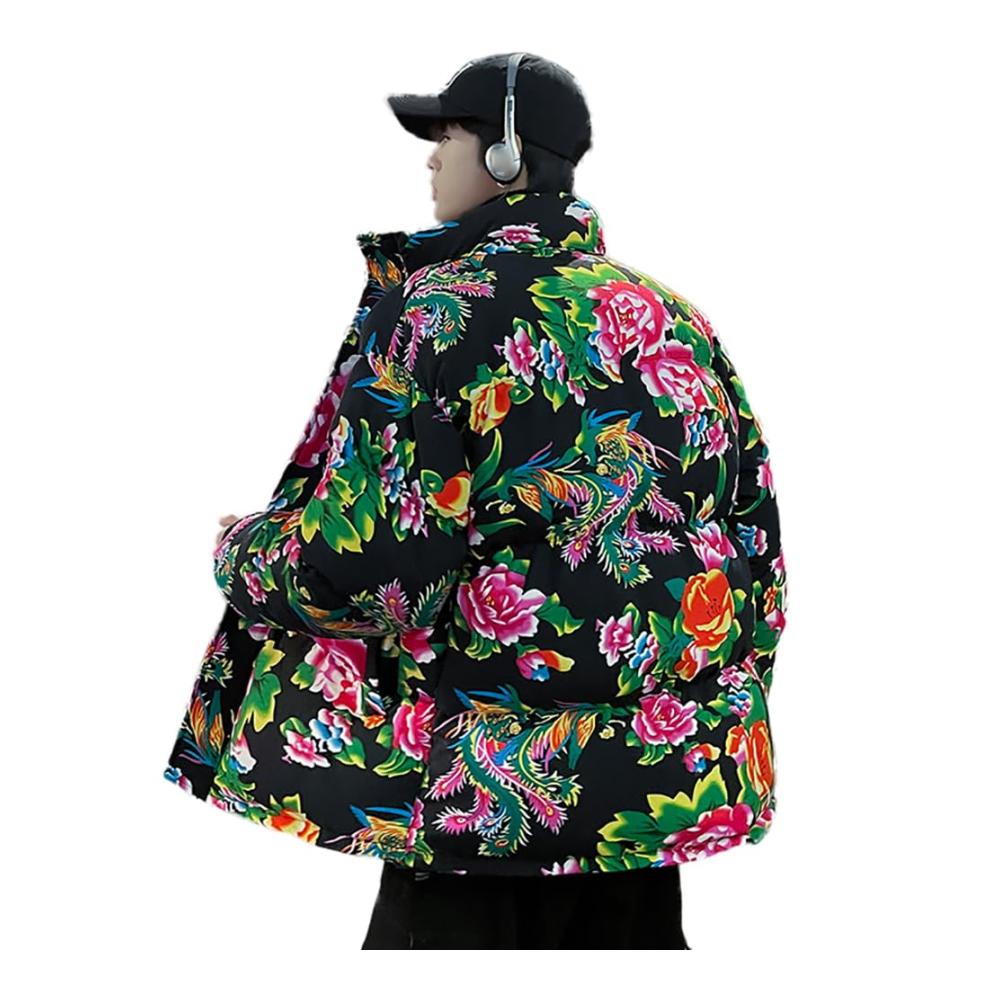 Herren Wintermantel Verdickte kaltresistente Baumwollkleidung für Outdoor-Aktivitäten warmer Winter-Stand-Kragenjacke im ethnischen Stil