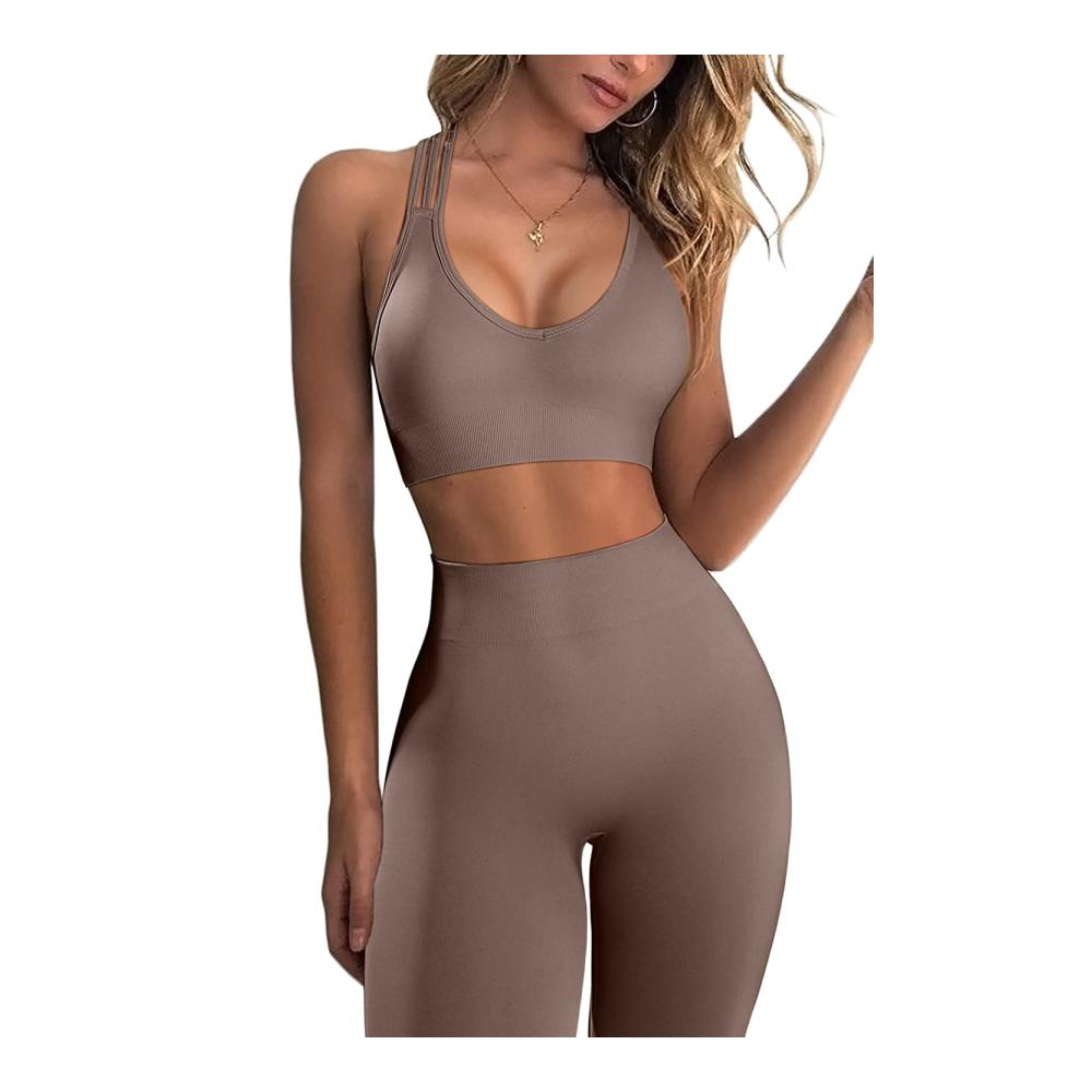 Nahtloses Damen Gymnastikkleidungsset Geripptes Tank Top & Hohe Taille Leggings - Perfekt für Gym Yoga & Fitness