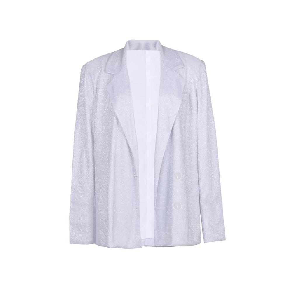 Damen Trainingsanzug mit Glitzer-Pailletten 2-teilig langärmelig Blazer-Tops funkelnd lässig - Weite Hose inklusive für einen funkelnden Sweatanzug im Clubwear-Stil
