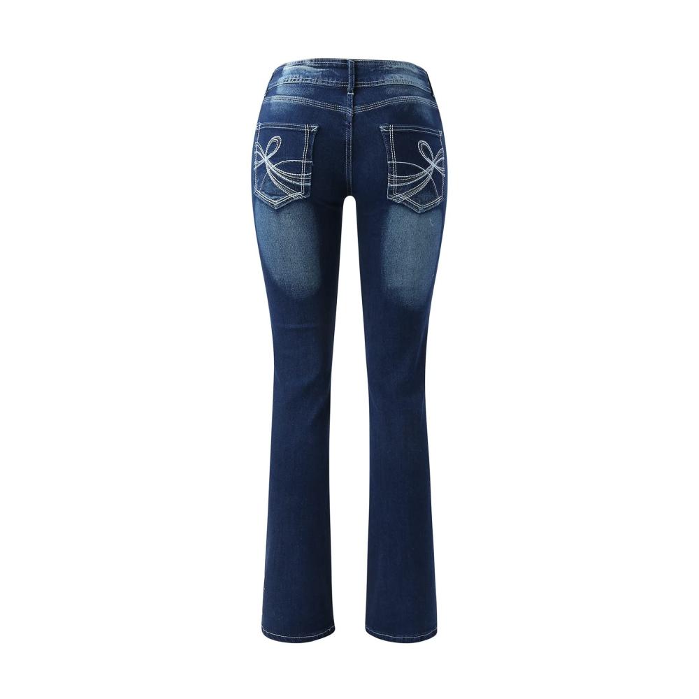 Damenjeans Schlankheitshose | Hoch taillierte bestickte Kurve Jeans | Stretch 48 | Mädchen 164-170 2023 | Damenmode